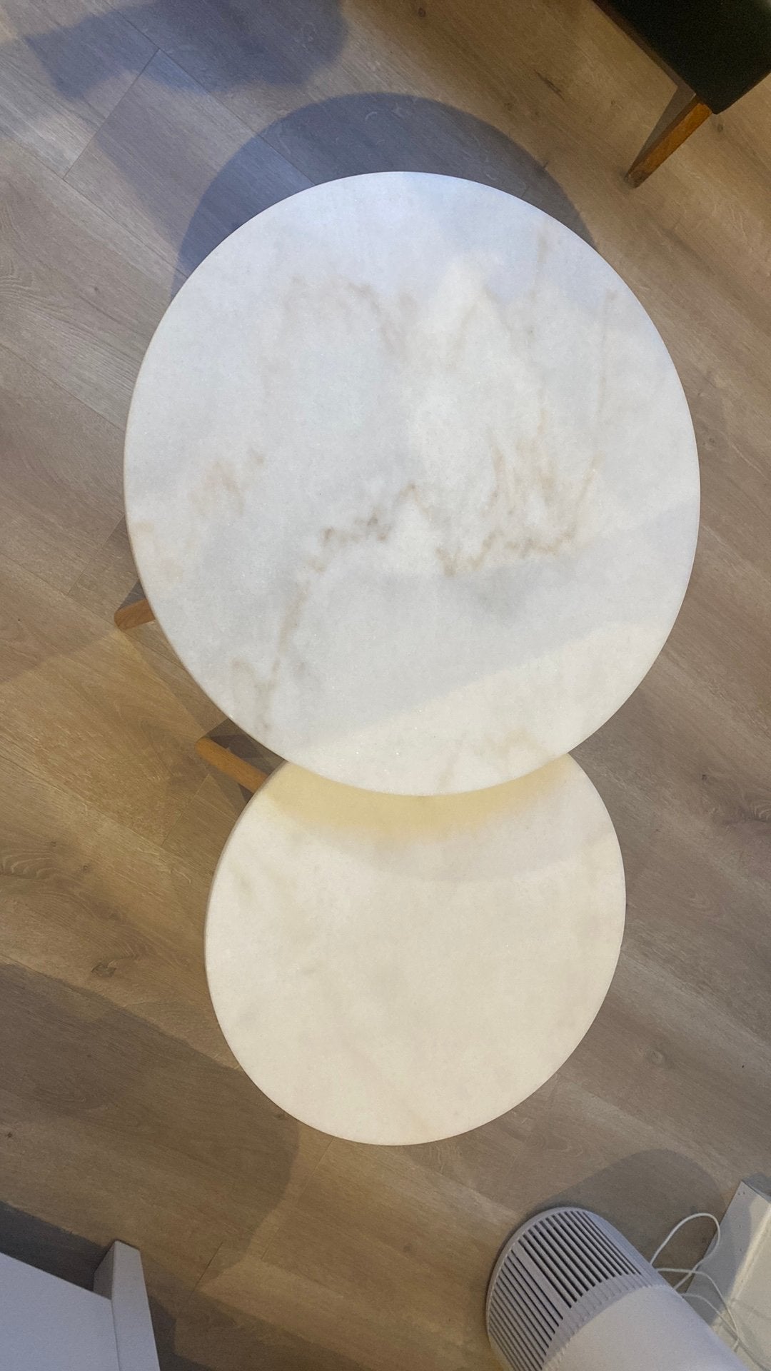2 marmeren tafeltjes, Overige materialen, Rond, Zo goed als nieuw, Ophalen