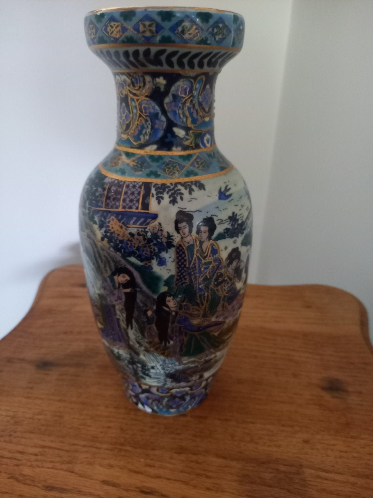 Prachtige Vintage Vaas in Satsuma-stijl – Kobaltblauw, Antiek en Kunst, Ophalen of Verzenden
