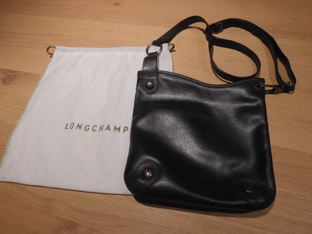 Longchamp crossbody kleur donkerbruin, Ophalen, Gebruikt, Handtas
