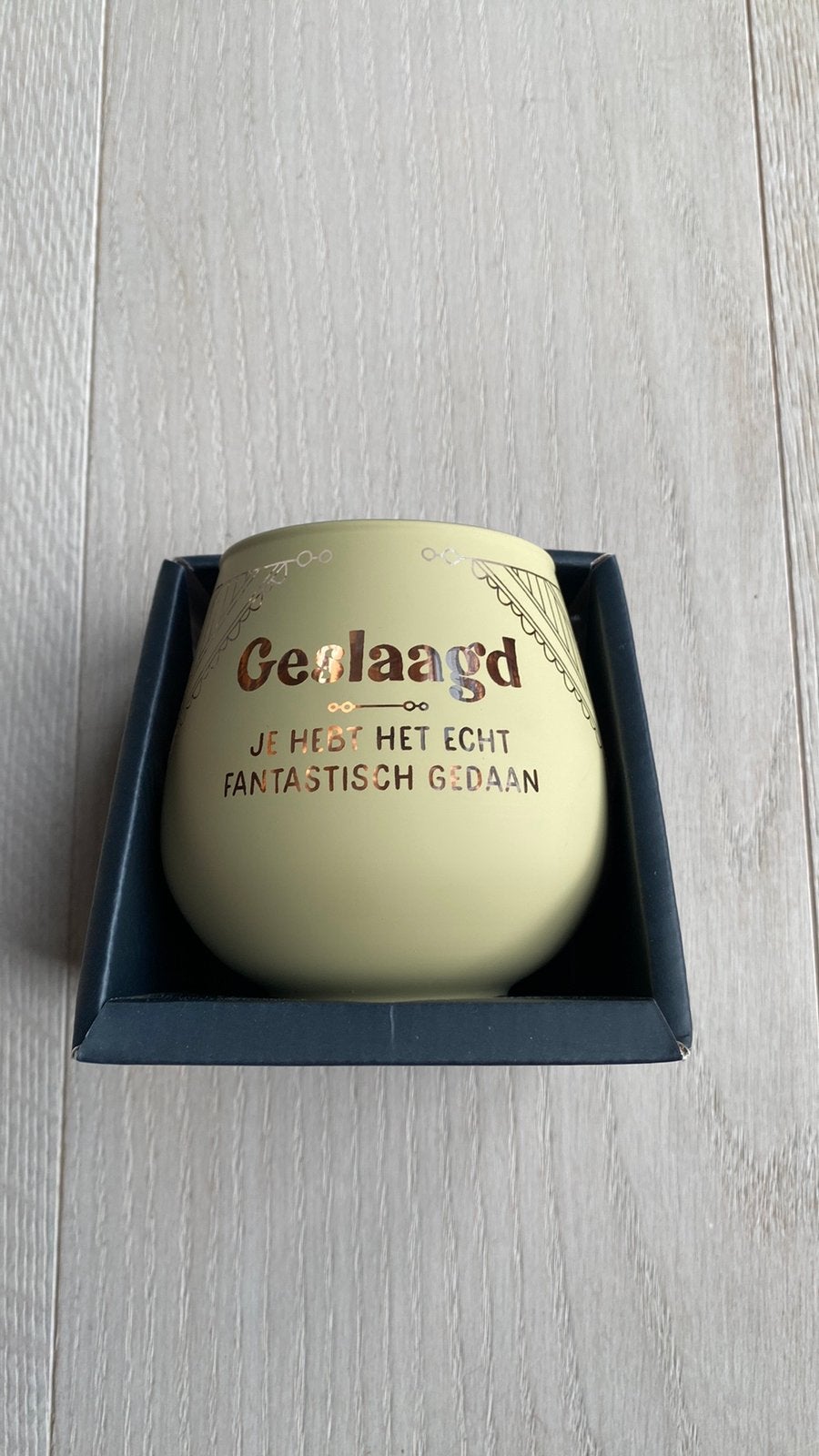 Theelichthouder “GESLAAGD”, Huis en Inrichting, Ophalen of Verzenden, Zo goed als nieuw