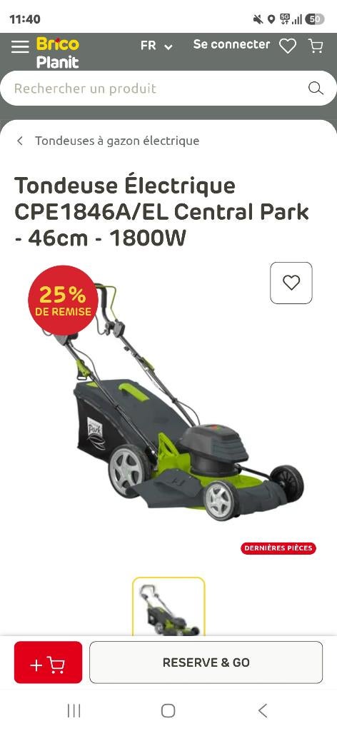 Tondeuse électrique, Démarrage électrique, Tondeuse rotative, Comme neuf, 40 à 49 cm