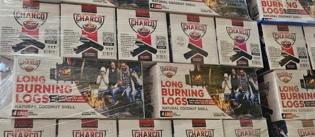 briketten lang brandend kokosnoot schalen, Ophalen, Blokken