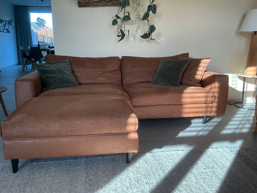 Zetel cognac, Ophalen, Gebruikt, Driepersoons, 75 tot 100 cm