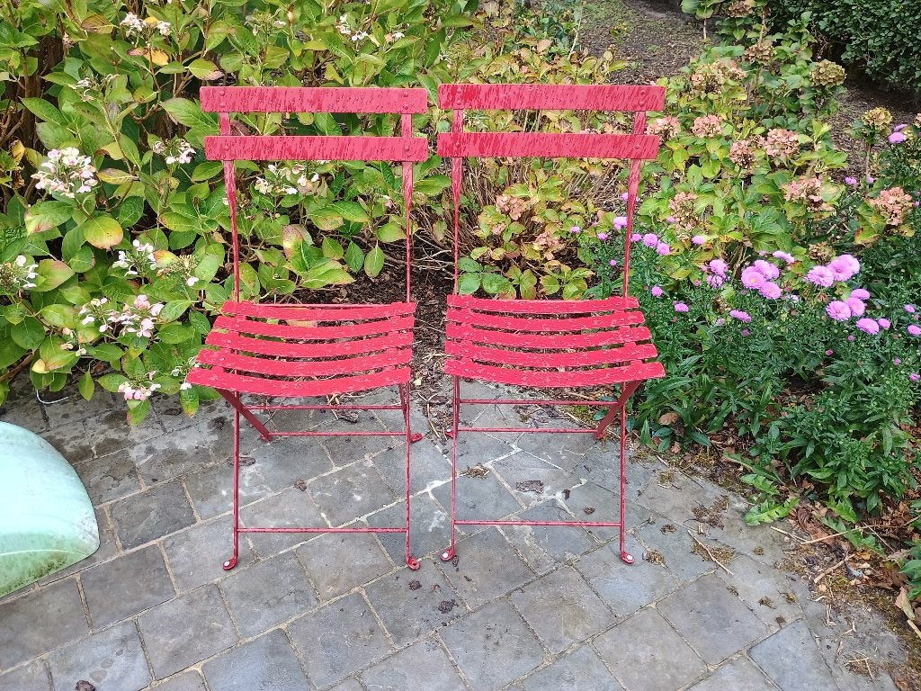 tuinstoeltjes, Tuin en Terras, Tuinstoelen, Ophalen, Zo goed als nieuw, Metaal, Inklapbaar
