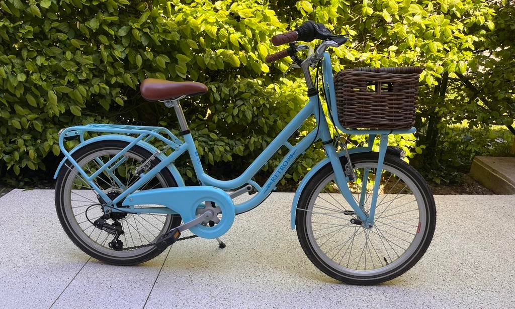 Retro meisjes kinder fiets blauw/ 6-9jaar, Fietsen en Brommers, Fietsen | Kinderfietsjes, Zo goed als nieuw, Ophalen