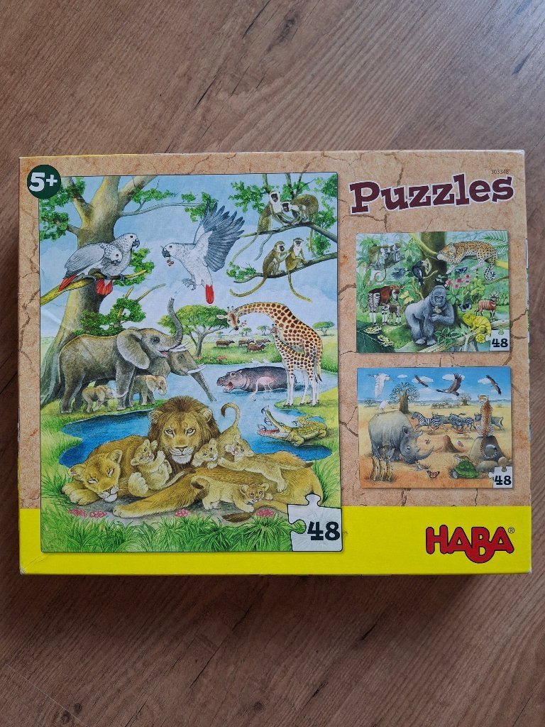 Wilde dieren in Afrika - Puzzels Haba, Kinderen en Baby's, Ophalen, 10 tot 50 stukjes, Gebruikt, 4 tot 6 jaar