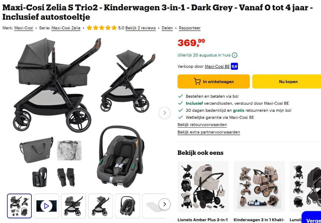 MAXI-COSY ZELIA TRIO, Ophalen, Zo goed als nieuw, Maxi-Cosi, Zonnekap