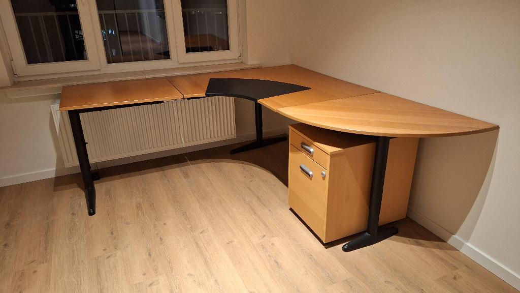 Bureautafel met container, Ophalen, In hoogte verstelbaar, Gebruikt