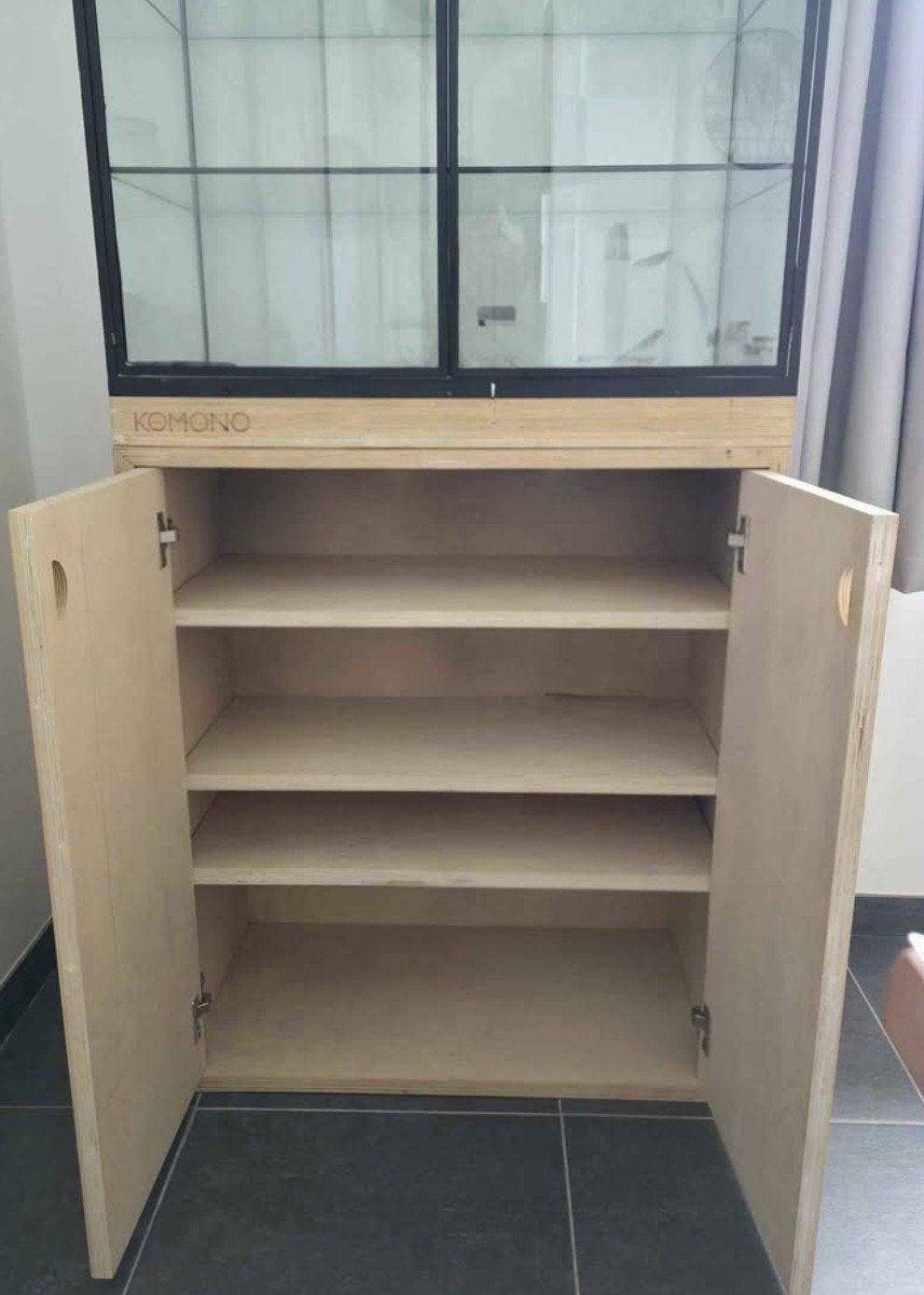 vitrine + meuble en bois Komono, Enlèvement