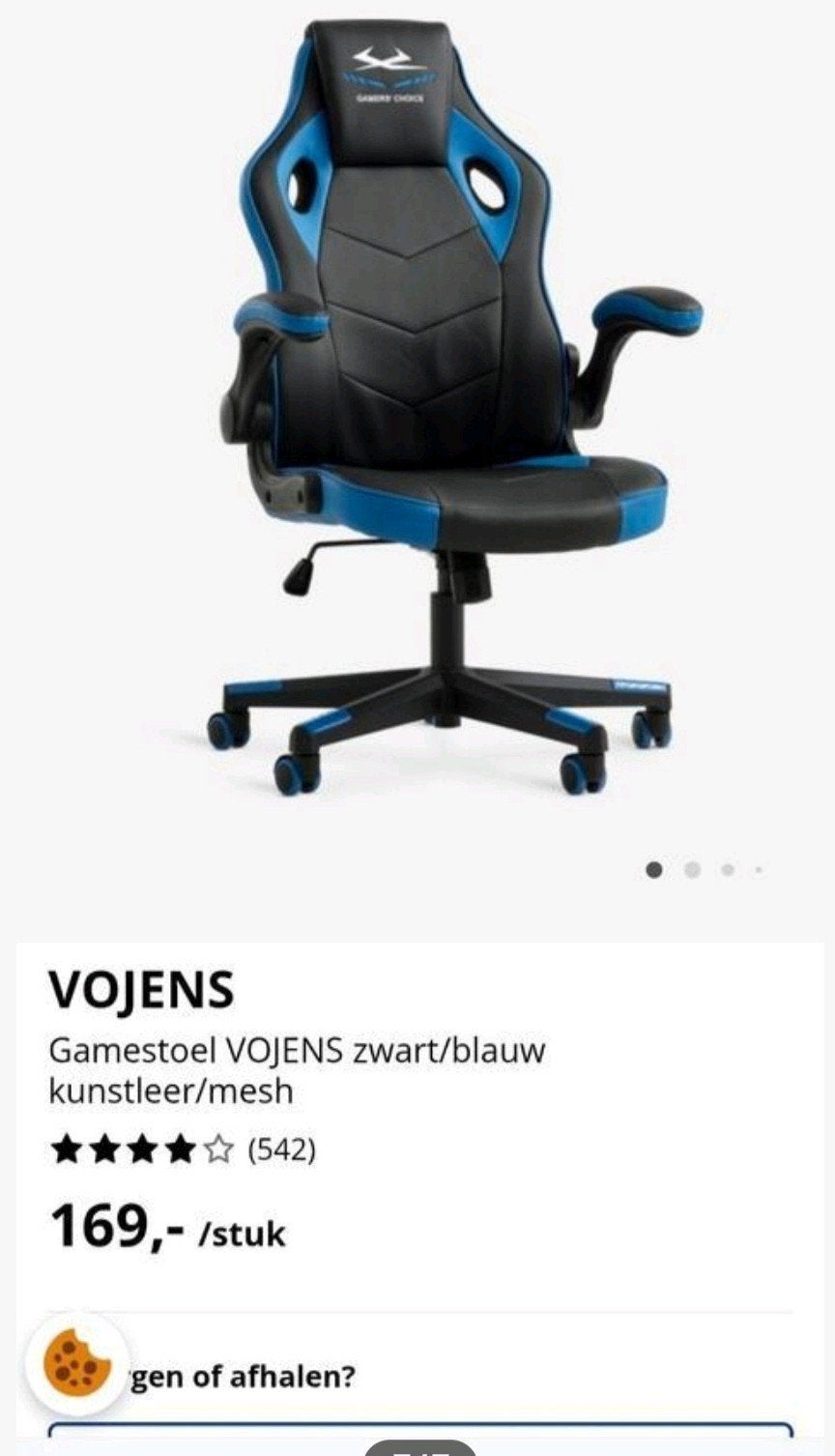 Gamingstoel Gamers Choice blauw/zwart SPOTPRIJS!!!, Huis en Inrichting, Ophalen, Blauw, Zo goed als nieuw, Gaming bureaustoel