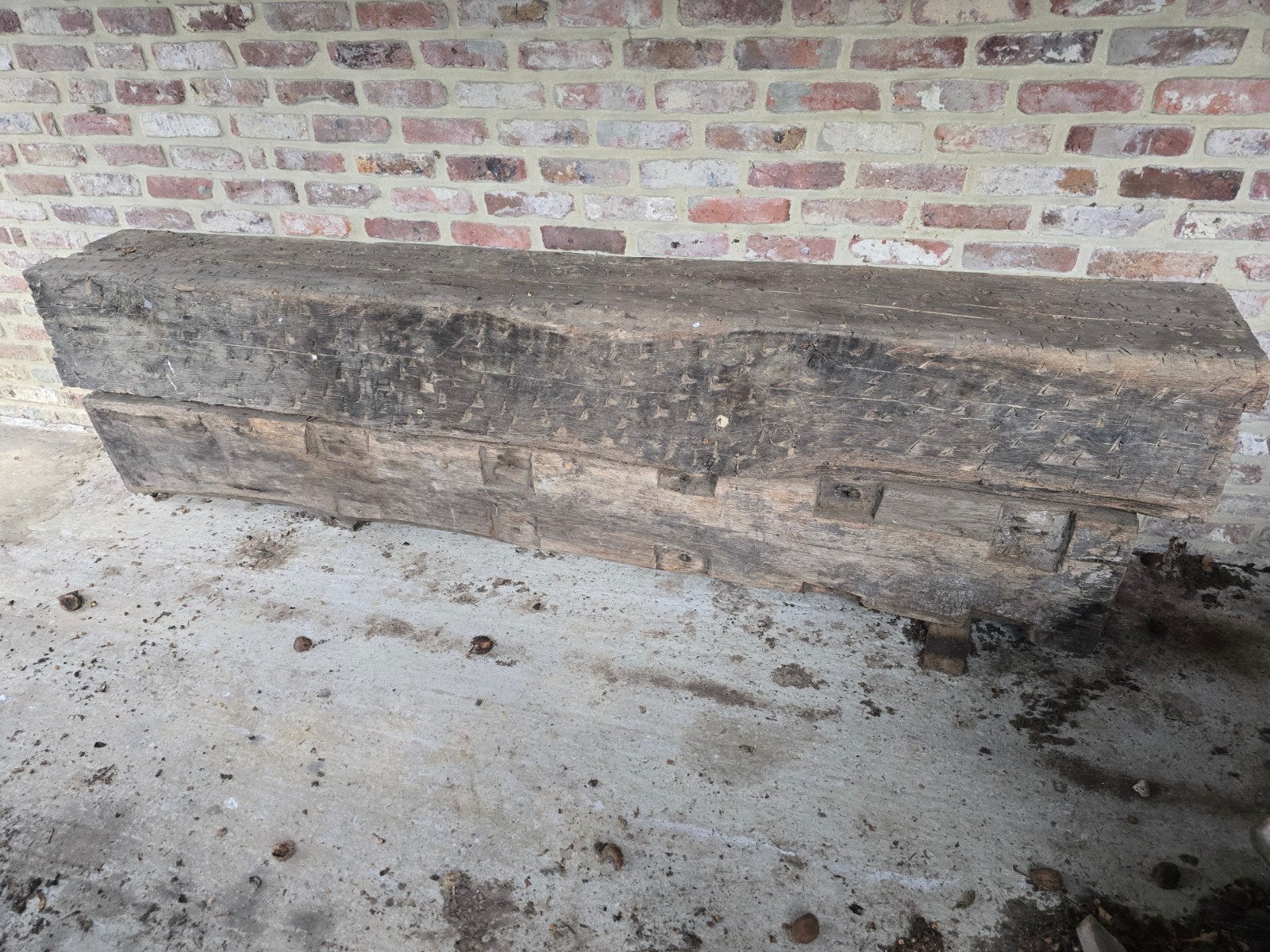 antieke oude eiken balken 2 stuks, Doe-het-zelf en Bouw, Ophalen, Gebruikt, 25 tot 50 mm, Eiken