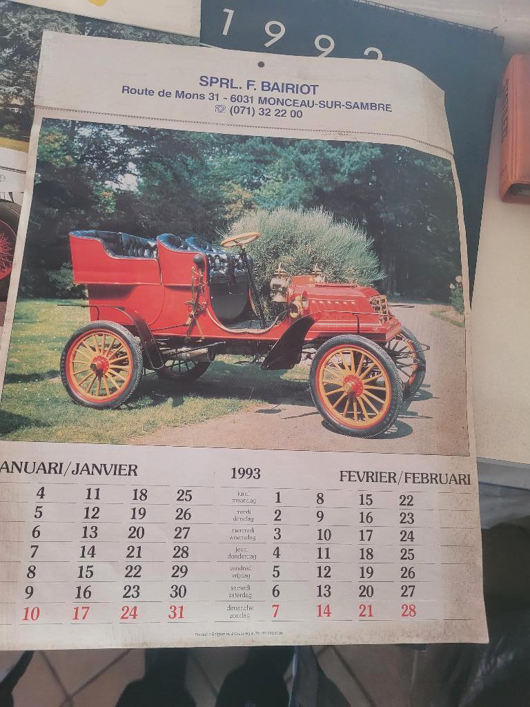 Calendrier Publicitaire 1993 Complet Voitures Anciennes, Enlèvement, Comme neuf, Général, Divers