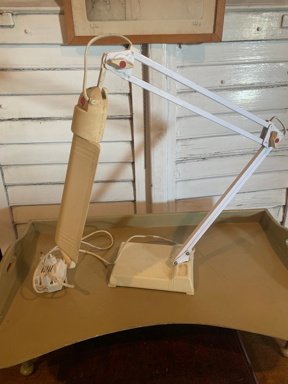Lampwit , creme , zware voet, Bureaulamp, Gebruikt, Overige merken, 45 cm