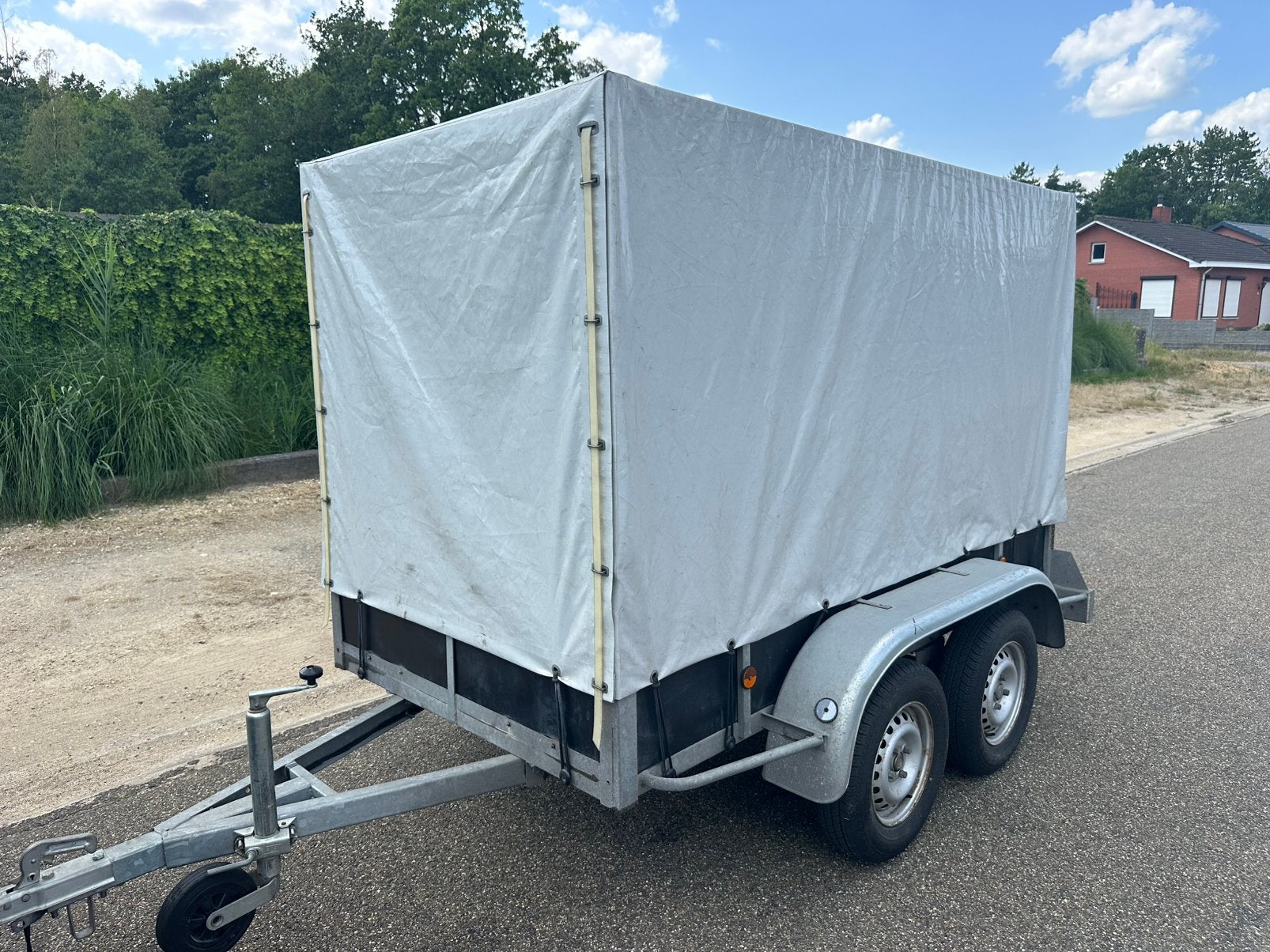 Aanhangwagen dubbelas huif, Auto diversen, Aanhangers en Bagagewagens, Ophalen, Zo goed als nieuw