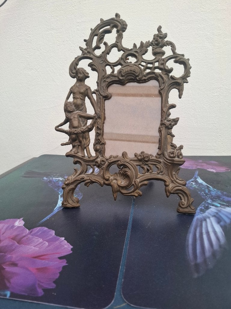 Antieke bronzen / messing fotolijst rococo / louisXV stijl, Ophalen of Verzenden, Brons