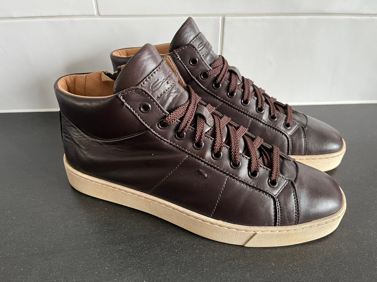 Santoni sneakers maat 7.5 / 41.5, Ophalen of Verzenden, Zo goed als nieuw, Bruin, Sneakers
