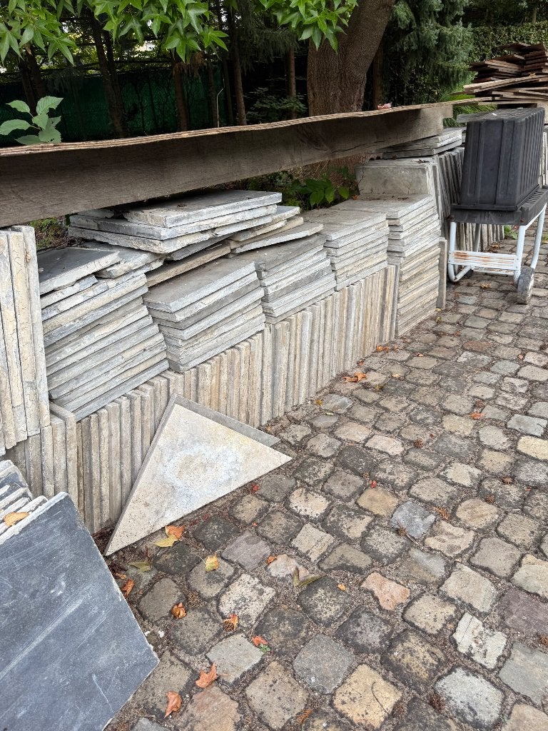 Blauwe steen van afbraak terras. 50x50, Tuin en Terras, Ophalen, Gebruikt, Terrastegels, Natuursteen