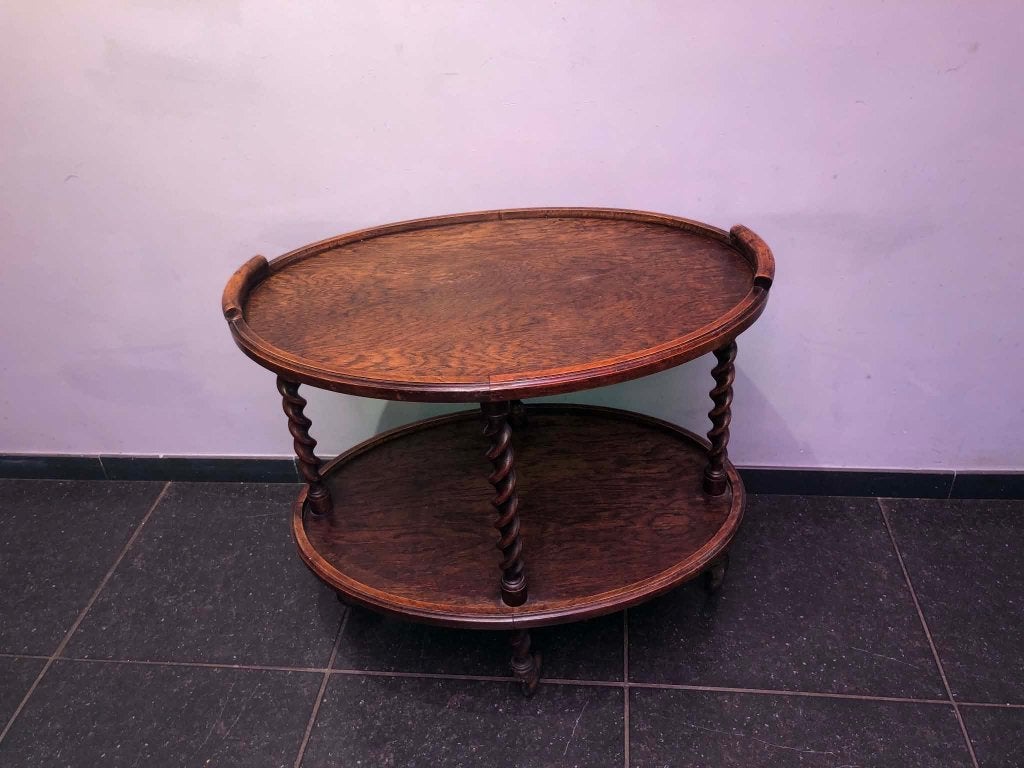 bijzettafel antiek trolly serveerwagen, Ophalen, Zo goed als nieuw, Ovaal, Hout