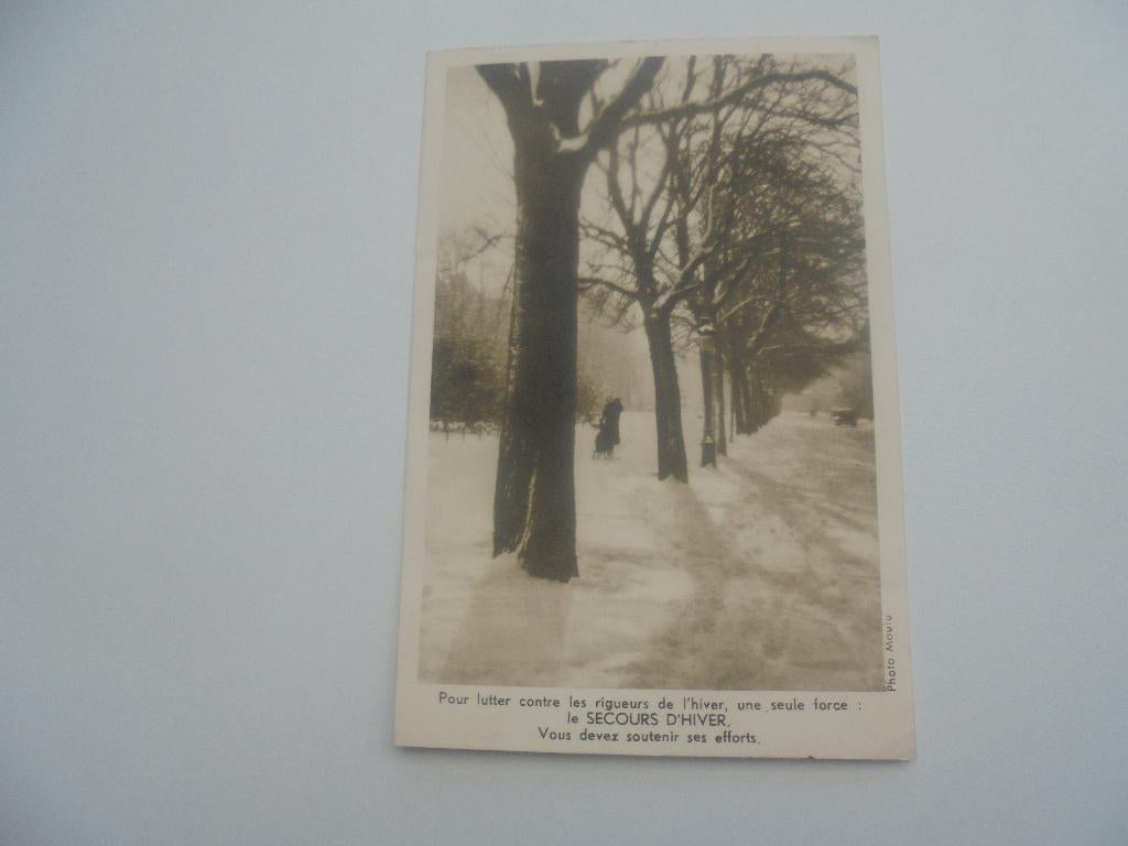 winterhulp postkaart met zegel, Verzamelen, Verzenden, 1940 tot 1960, Gelopen, Overige thema's