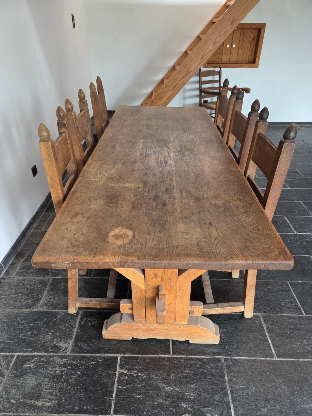 Eiken eettafel met 6 stoelen, Ophalen
