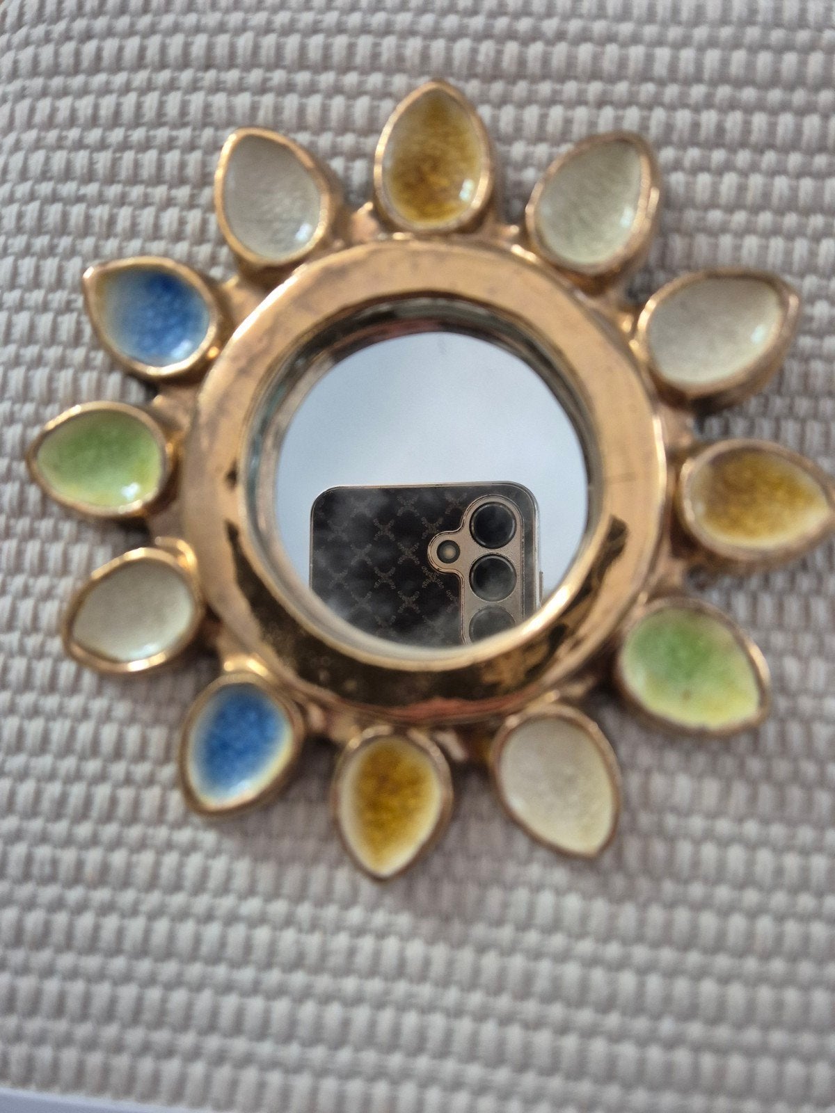 joli miroir ceramique Manon Thomas, Antiquités & Art, Enlèvement, Rond