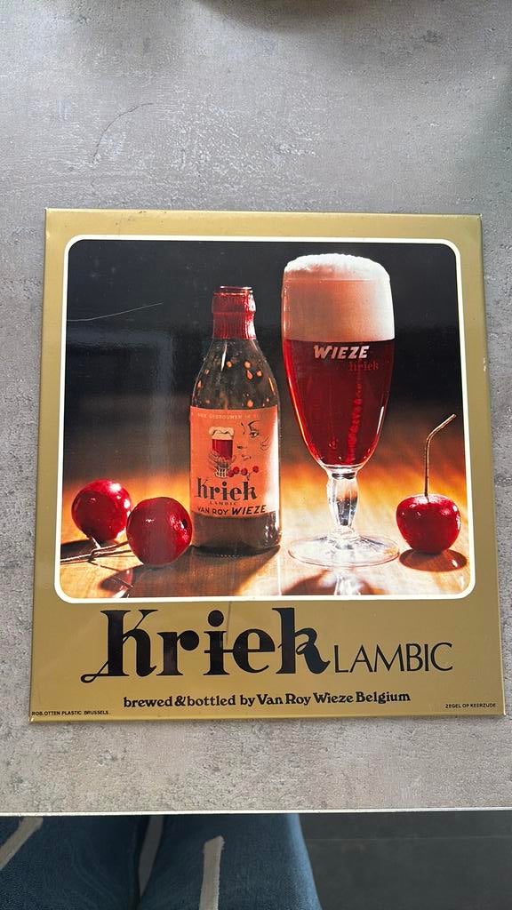 Bordje Kriek Van Roy, Verzamelen, Biermerken, Ophalen of Verzenden, Zo goed als nieuw