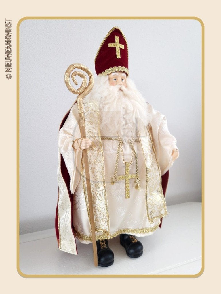Nostalgische etalage Sinterklaas pop - rood - 50cm, Verzenden, Zo goed als nieuw