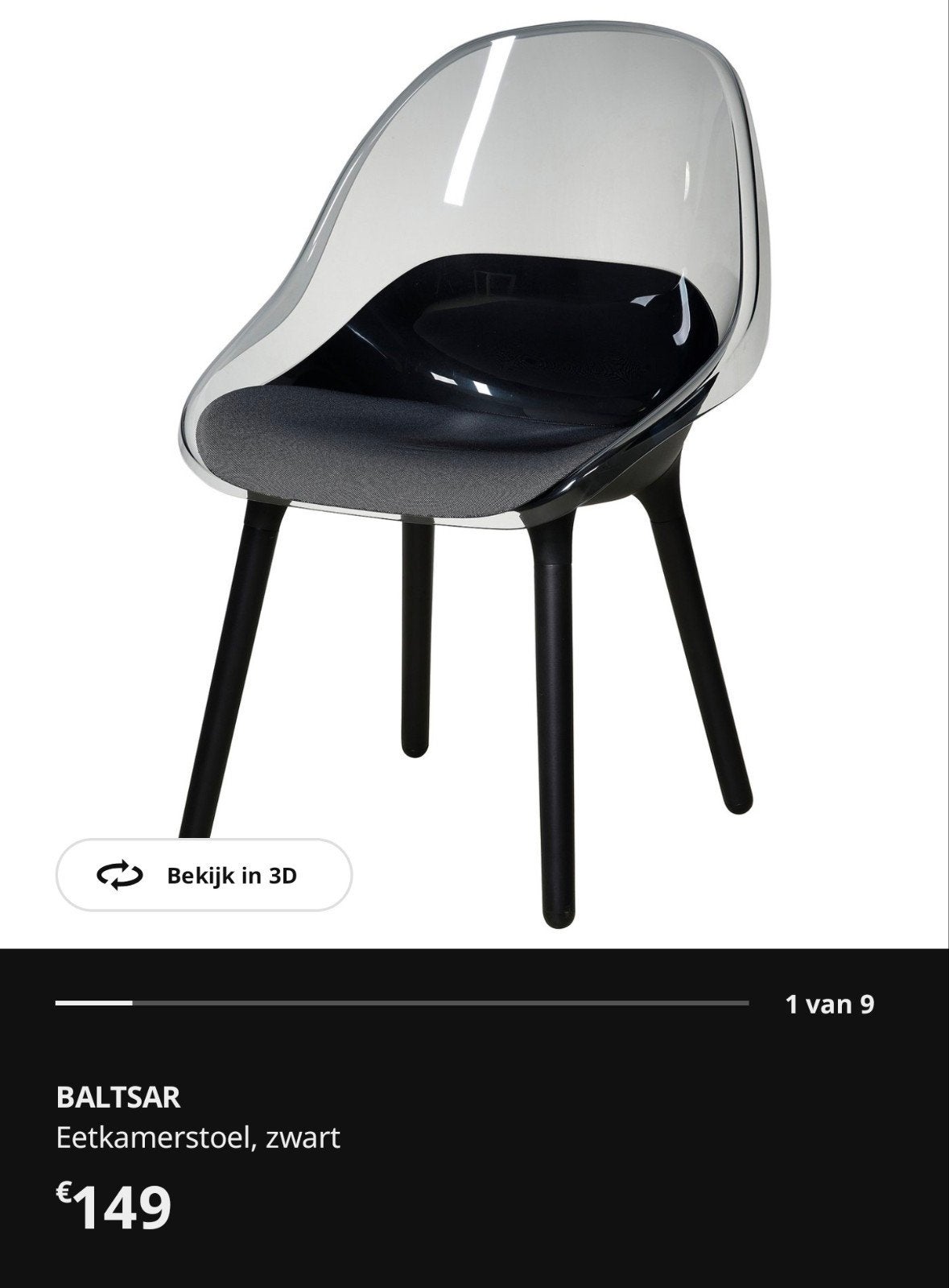 4 IKEA BALTSAR eetkamerstoelen – nieuw, Huis en Inrichting, Ophalen, Kunststof, Zwart, Nieuw