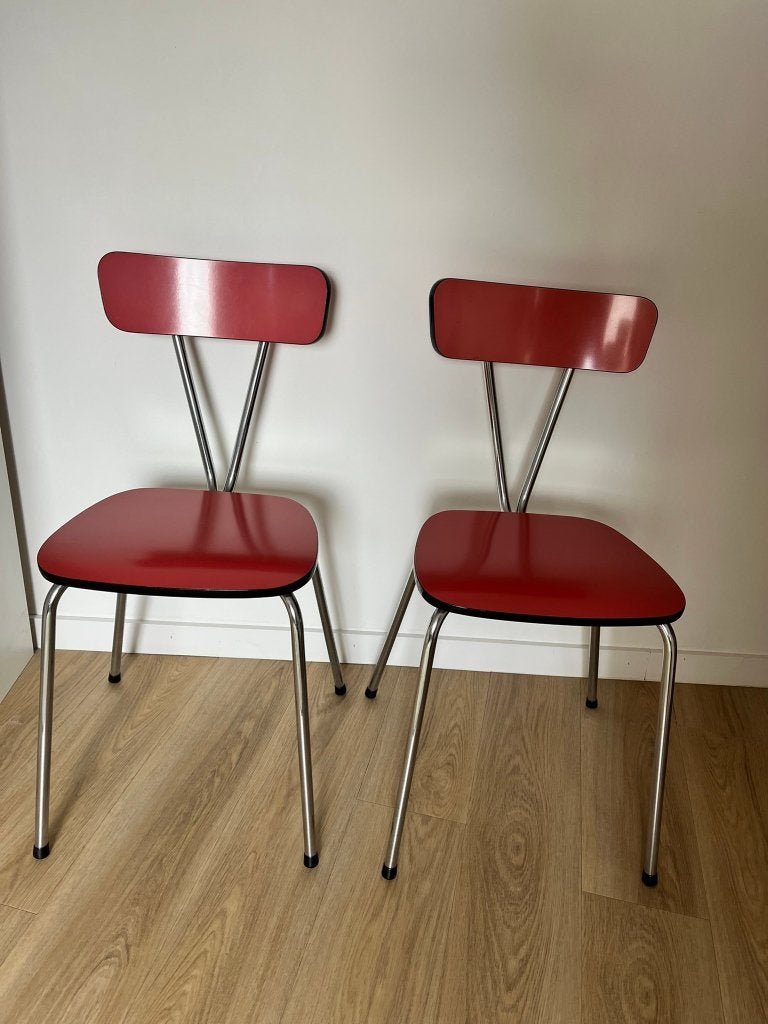 Rode formica stoelen, Ophalen, Vintage jaren 60, Gebruikt, Twee