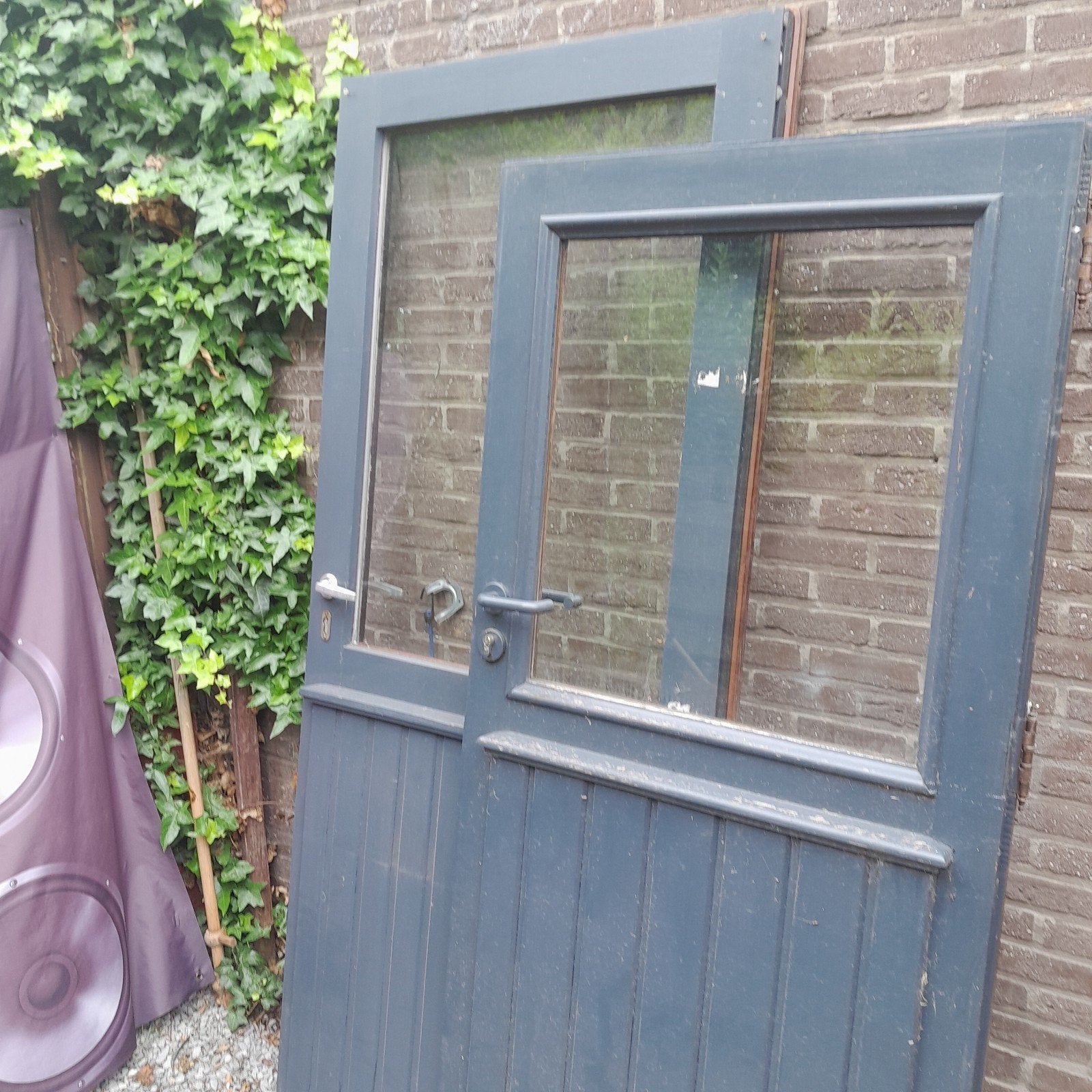 3 grote glazen deuren., Ophalen