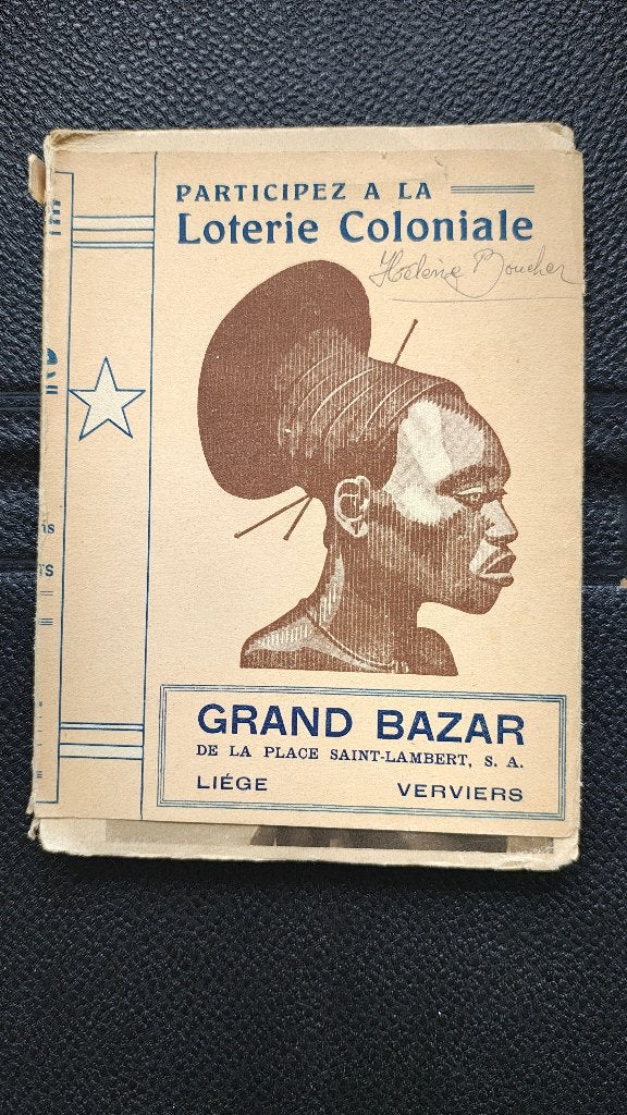 Femme Mangbetu couvre-livre loterie coloniale Congo, Envoi, Utilisé