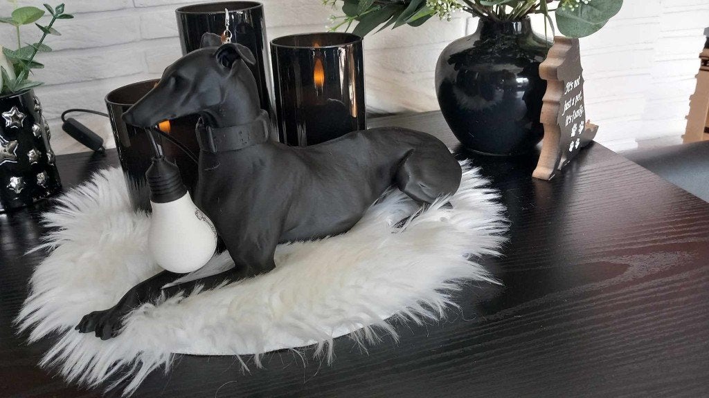 whippet windhond greyhound scultuur led lamp, Ophalen of Verzenden, Beige