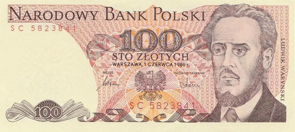 Polski 100 StoZlotych  1986 unc, Enlèvement, Pologne, Billets en vrac
