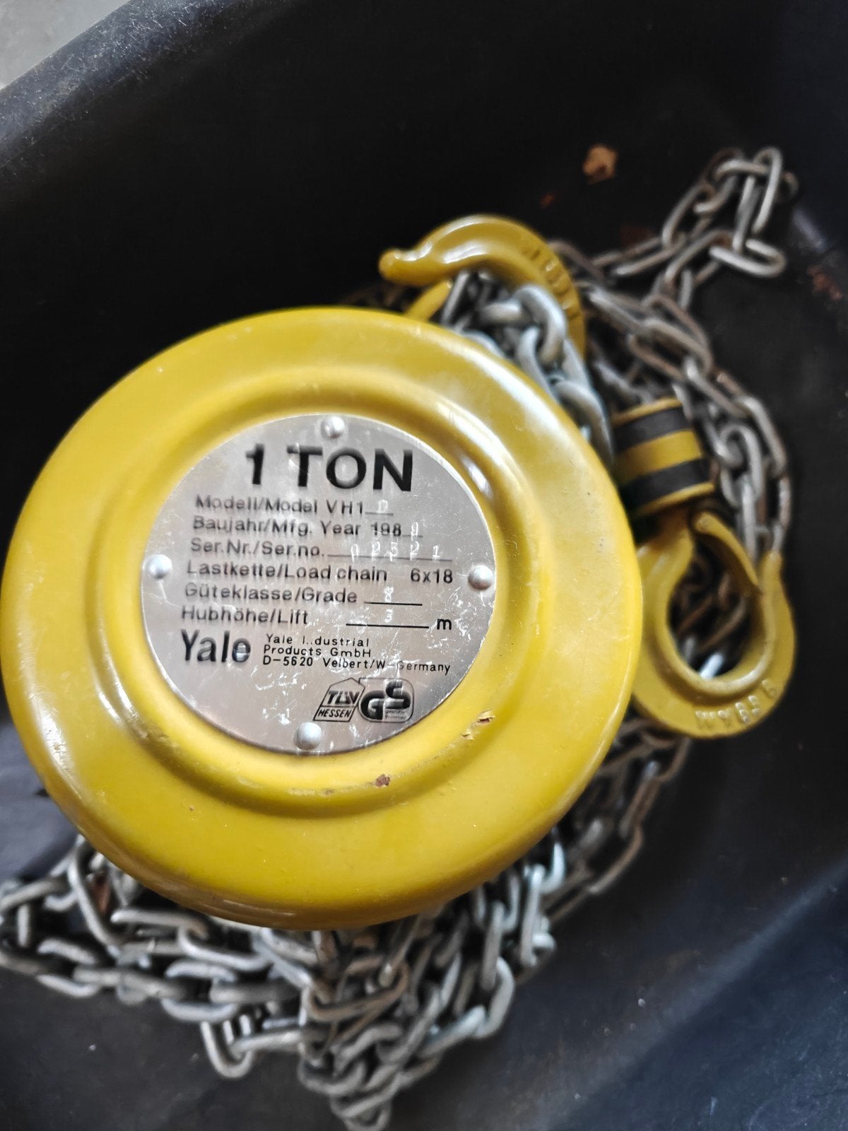 Yale 1 ton takel, Doe-het-zelf en Bouw, Ophalen of Verzenden