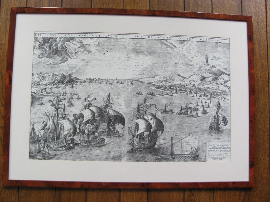 Prent van Pieter Bruegel de Oude Zeeslag, Ophalen, Ingelijst, 1950 - 1999, 59 cm