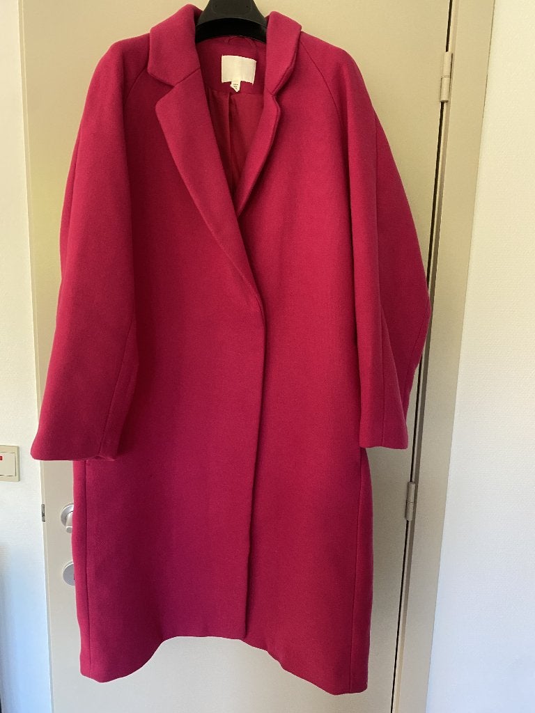 Lange fuchsia jas H&M, Maat 38/40 (M), H&M, Ophalen of Verzenden, Roze