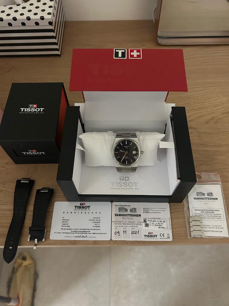 Tissot PRX powermatic 80 noir, Montre-bracelet, Autres marques, Enlèvement ou Envoi, Acier