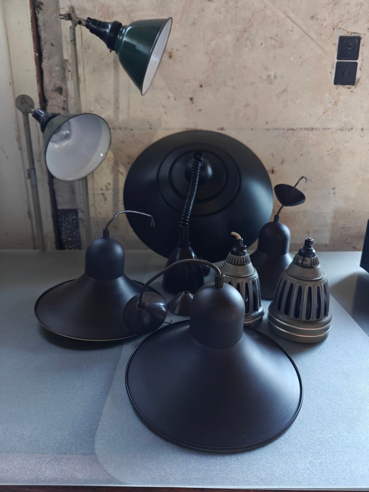Partij vintage lampen, stalamp, hanglampen, Ophalen, Gebruikt, Vintage