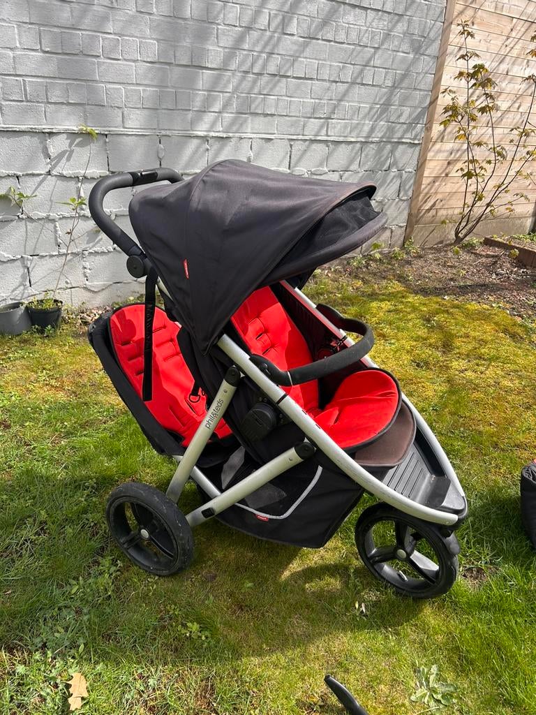 Phil & Teds Vibe duobuggy met wieg en accessoires, Enlèvement, Utilisé, Protection de pluie