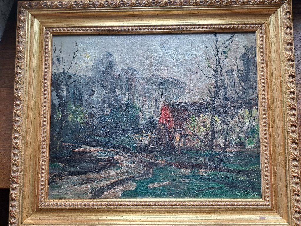 Armand Jamar -  Huile d'un moulin  - 1936, Enlèvement ou Envoi, Peinture à l'huile, Panneau, Paysage