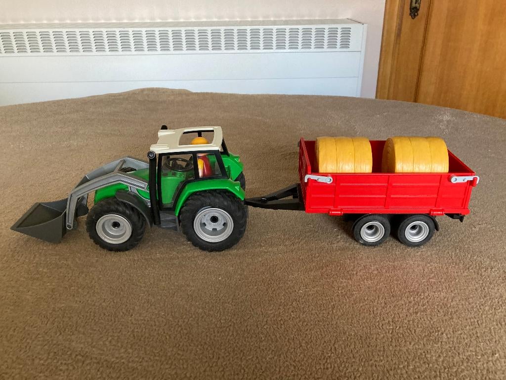 Playmobil Tractor met aanhangwagen (compleet +doos+ boek), Kinderen en Baby's, Ophalen of Verzenden, Zo goed als nieuw, Complete set