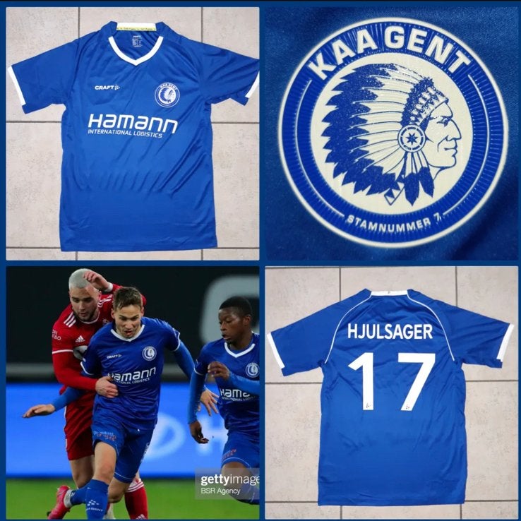 Matchworn shirt Hjulsager KAA Gent, Enlèvement ou Envoi, Maillot
