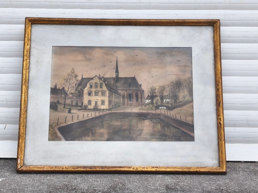 Pastel signe jos van steen, Antiquités & Art, Art | Peinture | Classique, Enlèvement ou Envoi, Pastel