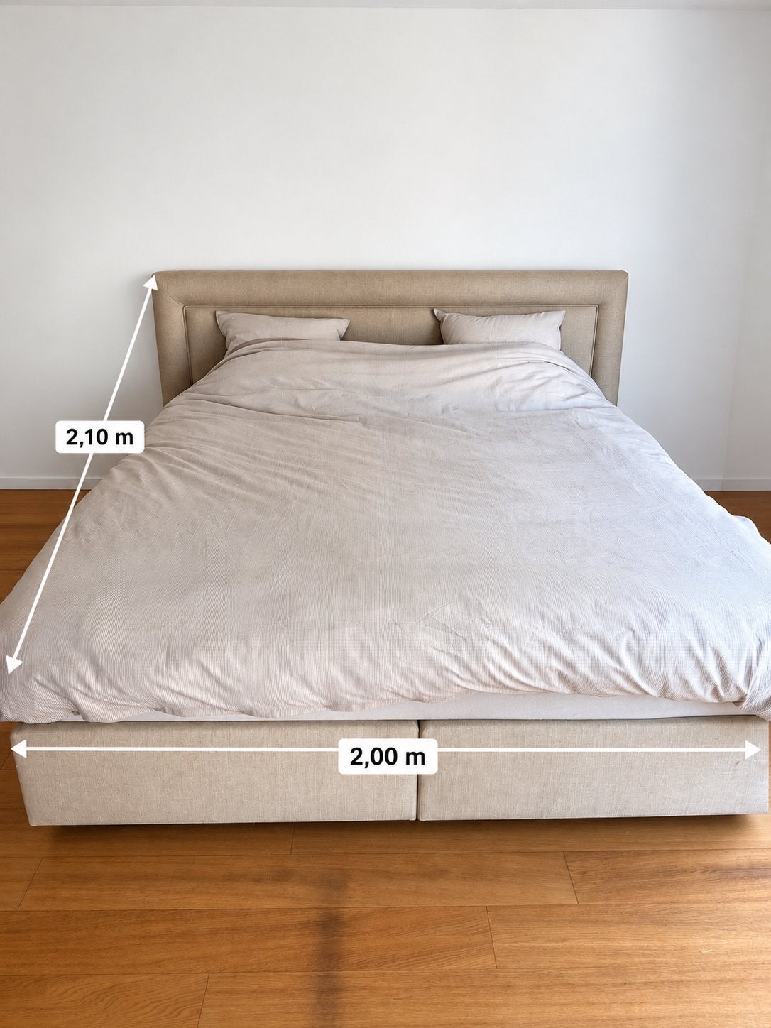 Lit king size, Autres dimensions, Tissu, Beige, Enlèvement
