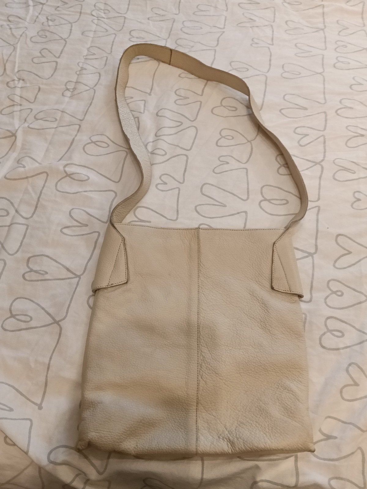 Beige lederen schoudertad, Ophalen, Gebruikt, Beige, Leer