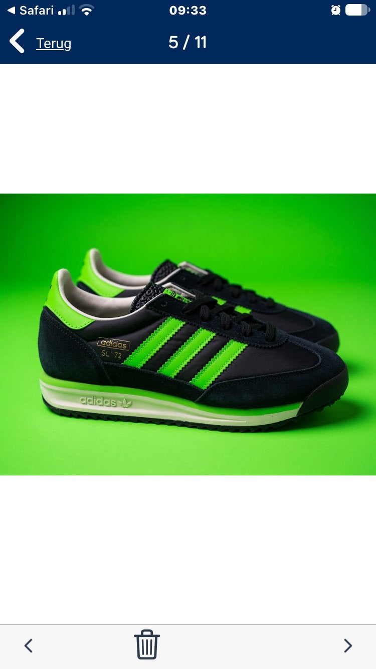 Adidas SL 72 RS Zwart-fluogroen Retro sneakers unisex, Zwart, Nieuw, Ophalen of Verzenden, Adidas