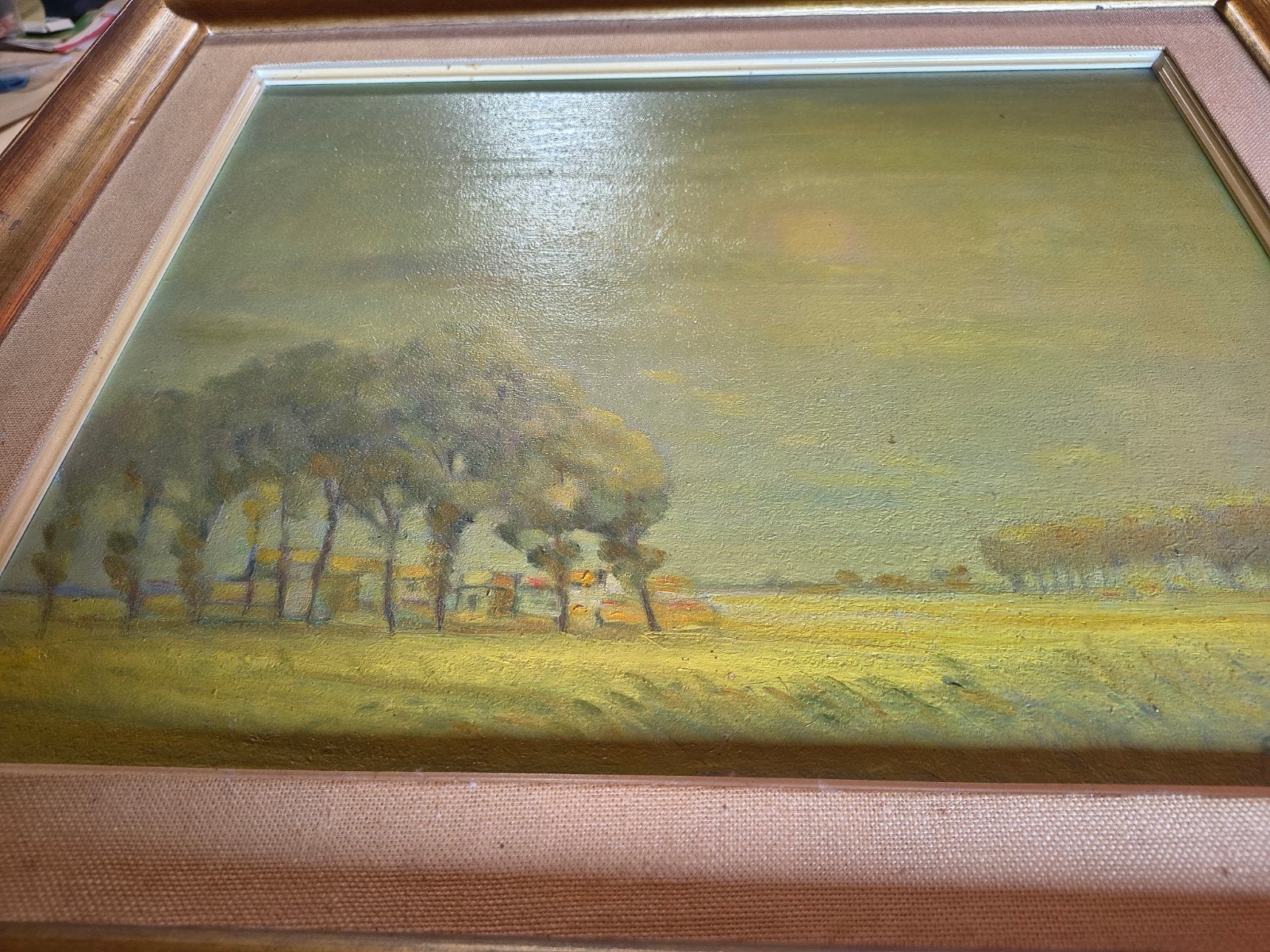 Schilderij landschap getekend G.Ban De Velde, Antiek en Kunst, Kunst | Schilderijen | Klassiek, Ophalen
