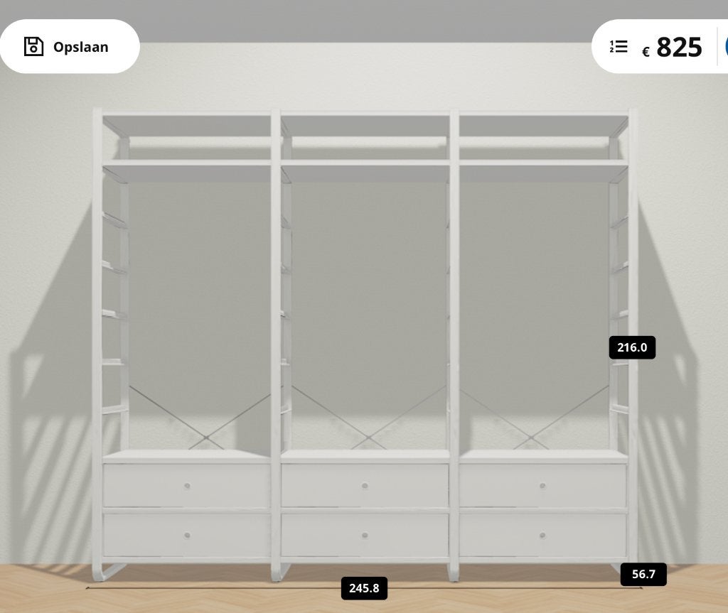 Elvarli kast Ikea onderdelen, Enlèvement, Utilisé, Avec tablette(s), 150 à 200 cm