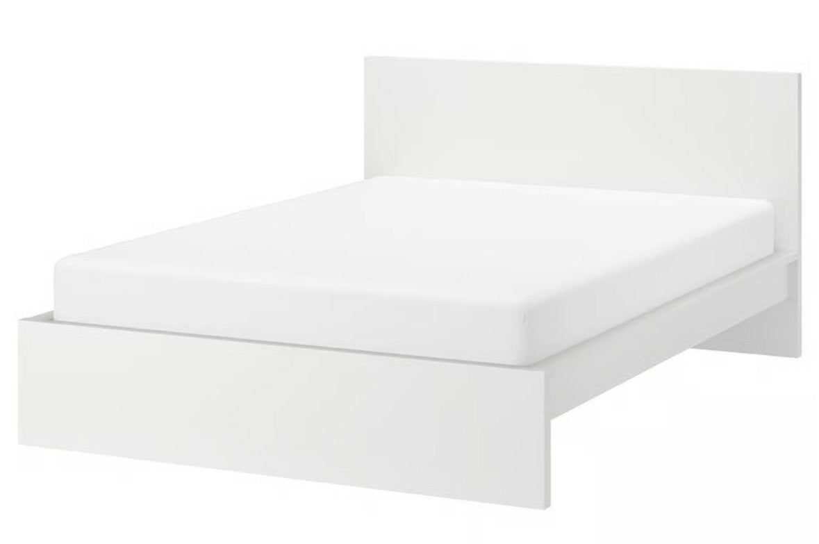 Malm wit bed tweepersoons, Comme neuf, Enlèvement, 200 cm, Blanc