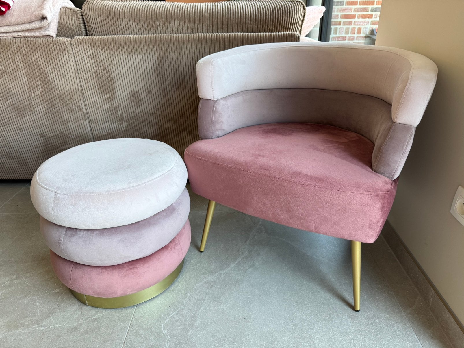 Design zeteltje en poef, Maison & Meubles, Enlèvement, Comme neuf